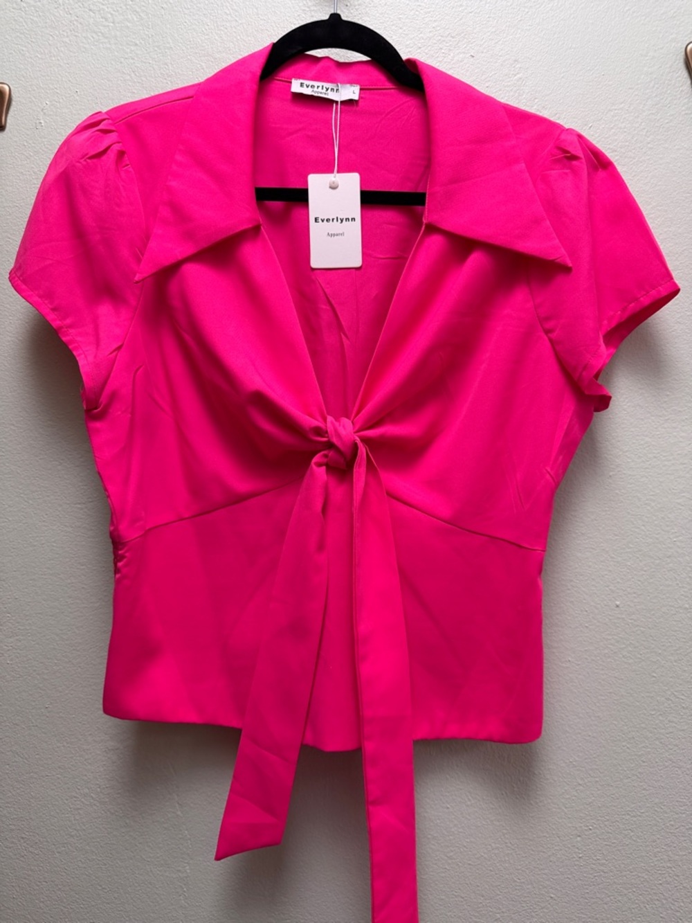 Everlyn Hot Pink Tie-Front Women's Top